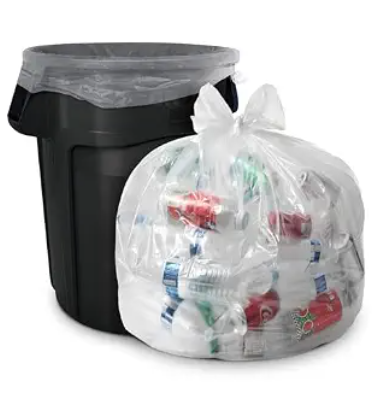 High Density Can Liners, 60 gal, 16 mic, Clear