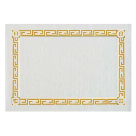 Service Placemats, Greek Key Emboss w/ Gold Border