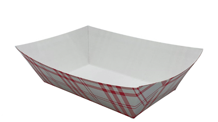 3lb Red Plaid Food Tray