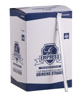 Jumbo Flex Straws, Paper Wrapped, White