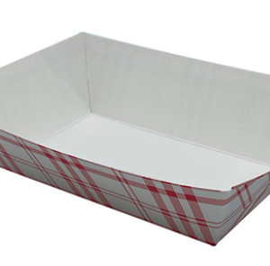 Food Tray, 2lb Red Plaid