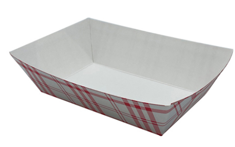 Food Tray, 2lb Red Plaid