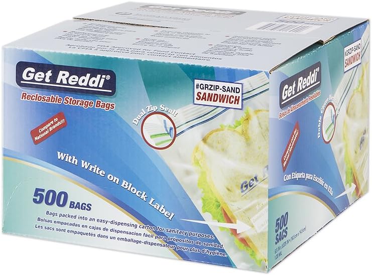 Double Zip Seal Food Storage Bags, Sandwich