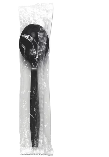 Heavy-Weight Individually Wrapped, Soup Spoons Black