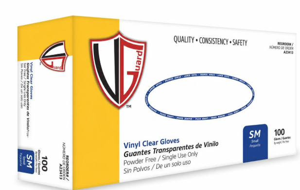 Clear Industrial P/F Vinyl Gloves, Small