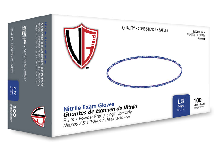 Heavy Duty Black P/F Industrial Exam Nitrile Gloves, Large-7 Mil