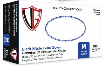 Heavy Duty Black P/F Industrial Exam Nitrile Gloves, Medium-7 Mil