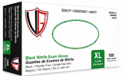 Heavy Duty Black P/F Industrial Exam Nitrile Gloves, X-Large-7 Mil
