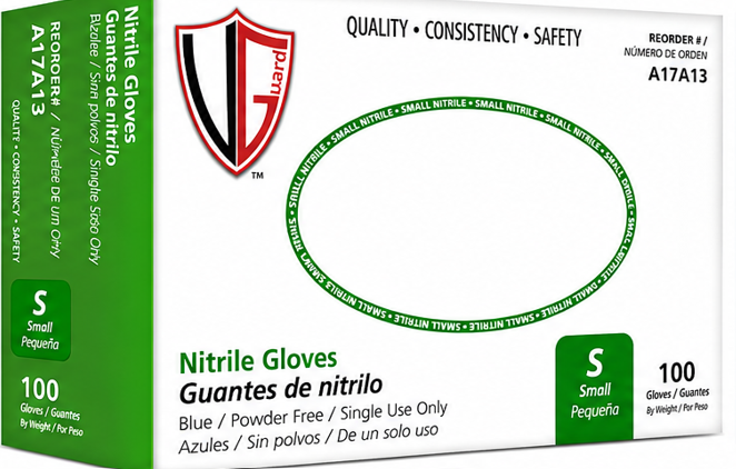 Blue Nitrile Industrial Grade Gloves P/F, Small-5 Mil