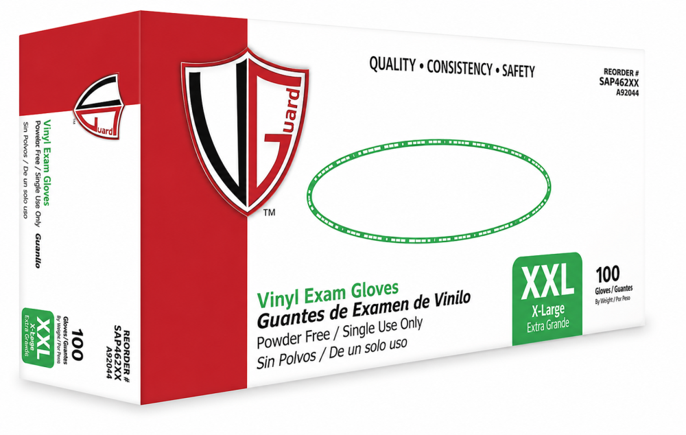 Clear Industrial P/F Vinyl Gloves, XX-Large